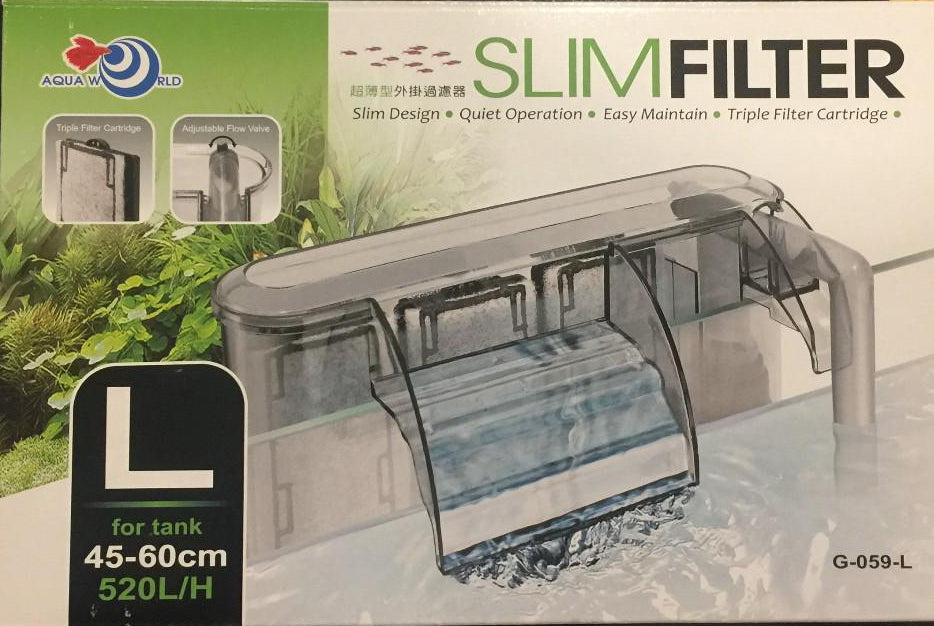 AQUA WORLD Slim Filter Fish Tank Aquarium 45-60cm 520l/h 水族箱过滤器